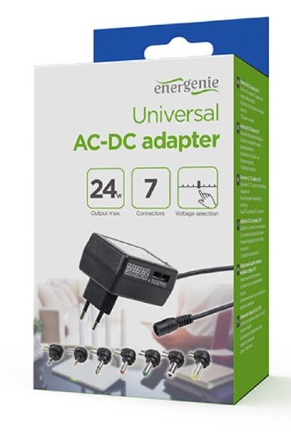 EG-MC-009 Gembird 24W Univerzalni AC-DC adapter 220V/24W na 3,4.5,5,6,7.5,9,12V 2A max