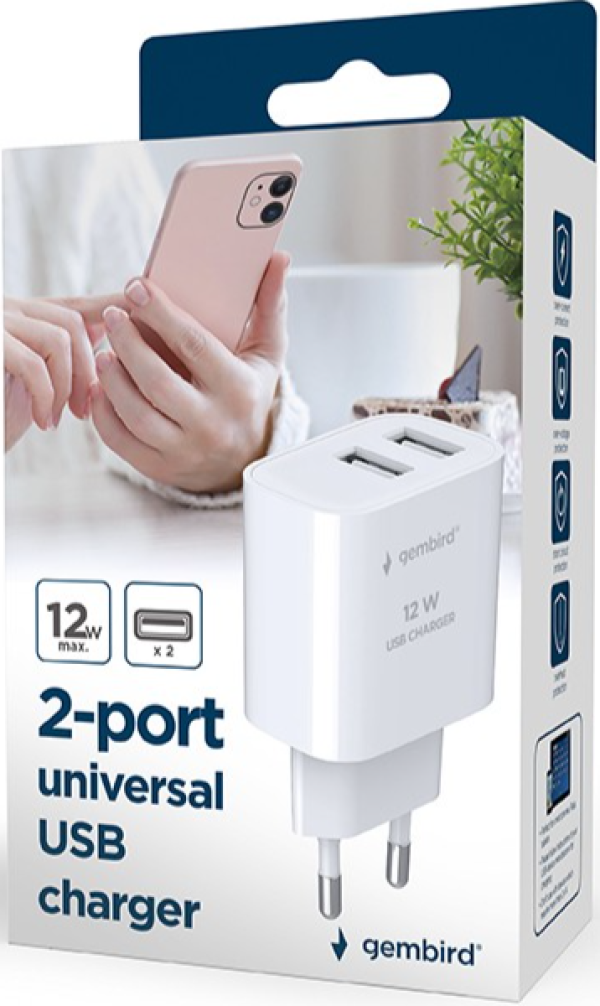 TA-UC-2A12-01-BK Gembird 2-port univerzalni USB punjac, 2.4 A, black 12W - Slika 4