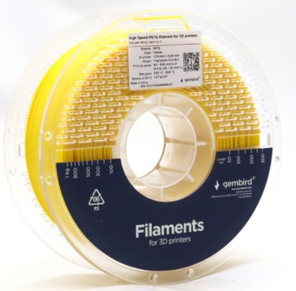3DP-PETG1.75HY-01-Y PETG filament velike brzine za 3D stampac 1.75mm, kotur 1KG YELLOW - Slika 3