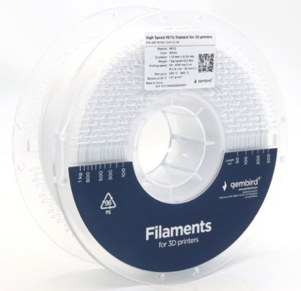 3DP-PETG1.75HY-01-W PETG filament velike brzine za 3D stampac 1.75mm, kotur 1KG WHITE - Slika 3