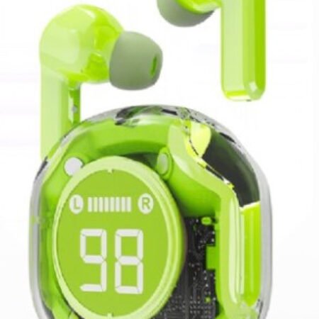 TWST-01-G Gembird bluetooth V5.4 slusalice, TWS, LCD, Transparent, green