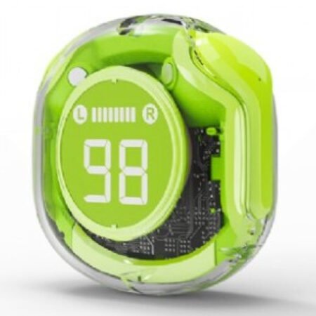 TWST-01-G Gembird bluetooth V5.4 slusalice, TWS, LCD, Transparent, green