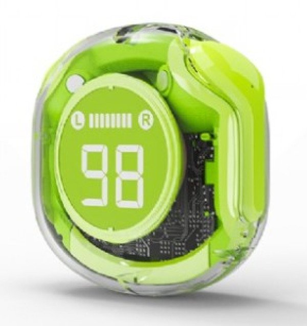 TWST-01-G Gembird bluetooth V5.4 slusalice, TWS, LCD, Transparent, green - Slika 2