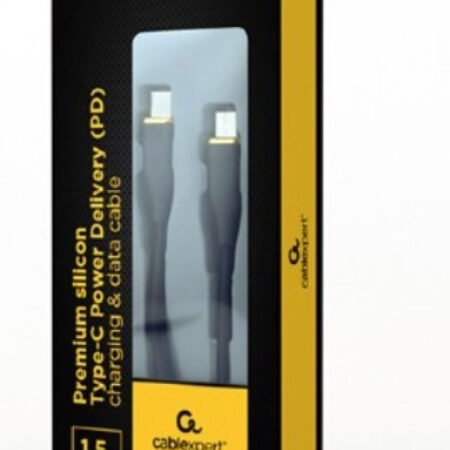 CC-USB2S-CMCM-1.5M-BK Gembird 60W Premium silicon Type-C PD charging & data cable, 1.5m Black