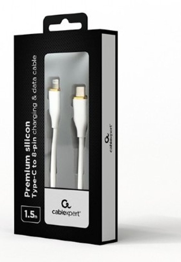 CC-USB2S-CM8PM-1.5M-W Gembird Premium silicon USB Type-C to 8-pins charging & data cable,1.5 m,White - Slika 2