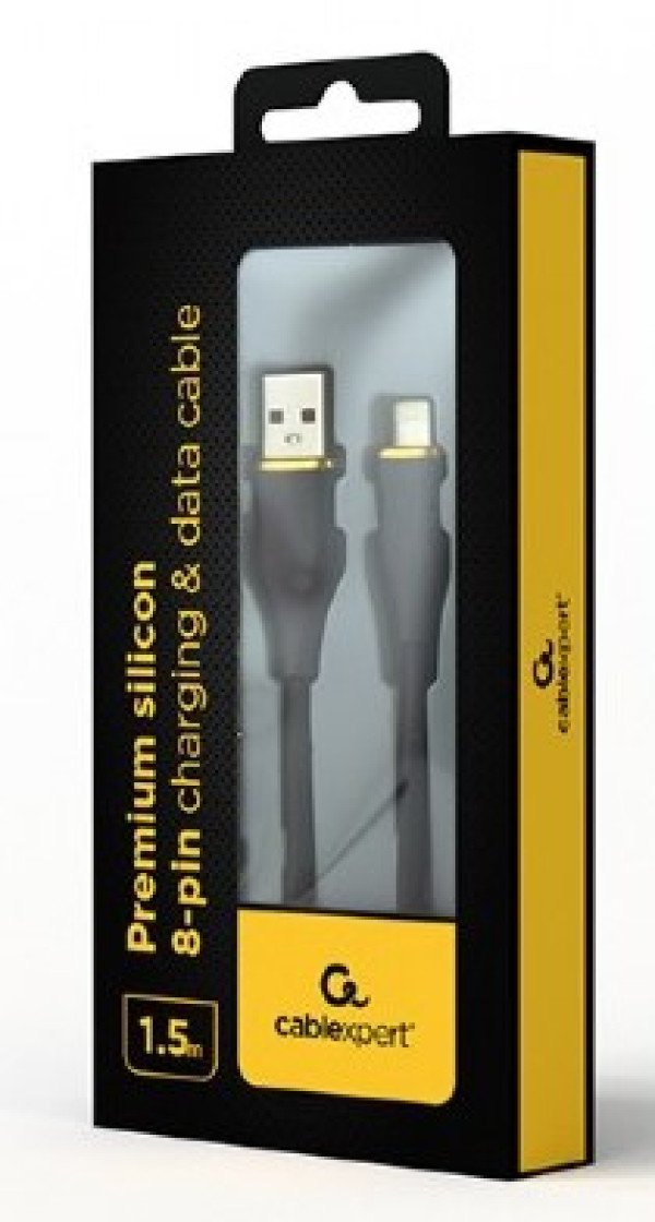 CC-USB2S-AM8PM-1.5M-BK Gembird Premium silicon 8-pin cable charging and data cable, 1.5 m, black - Slika 2