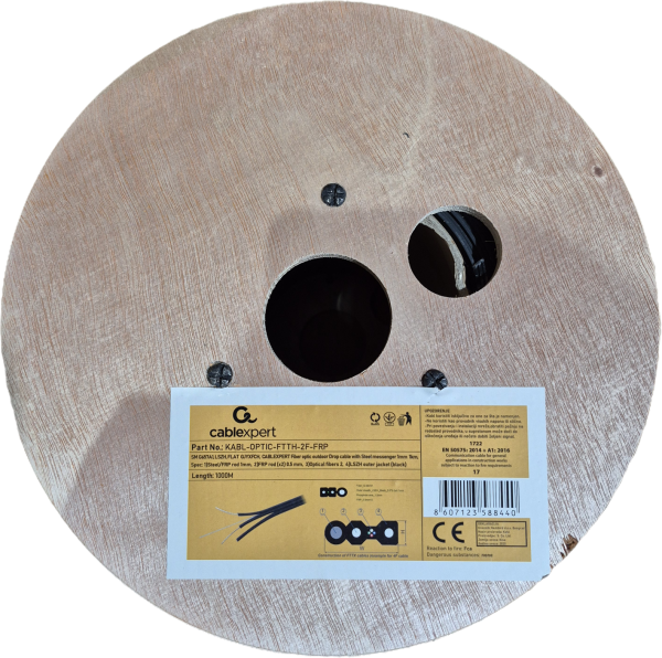 KABL-OPTIC-FTTH-2F-FRP Gembird Opticki kabl 2-vlakna SM G657A1 Flat, Outdoor, sa sajlom 1mm, 1000m - Slika 3