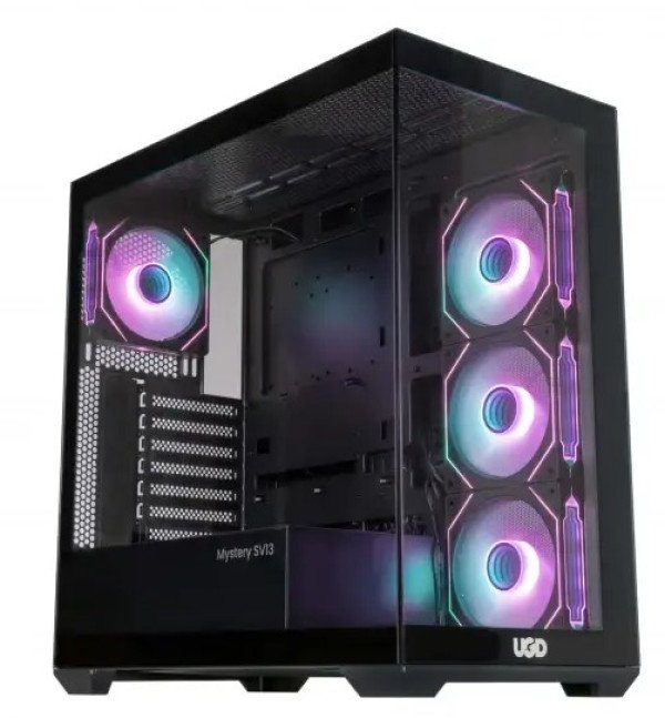 Kuciste UGD Mystery SV13 ATX, providna stranica, ugradjena 4xRGB kulera, Crno - Slika 4