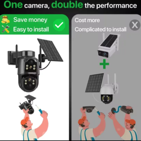 CAM-IP4MP-TQ7 GMB kamera WiFi 4MP(2mp+2mp) H.265 EU Solar Camera, 2 Inch, ICSEE App, 2.8mm, IP66