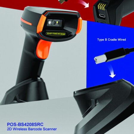 POS-BS4208SRC GMB 2d/OCR CMOS barcode scanner with CRADLE, barkod skener 2000mAh, 1MP, BT/WiFi