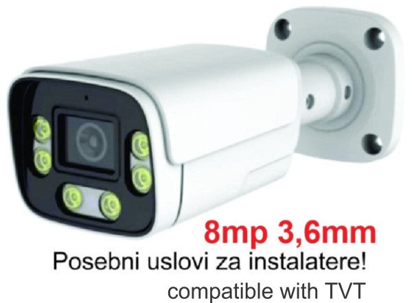 CAM-IP8MP-HAQ60D GMB kamera 8mp P6SLite 3.6mm-F1.4 Starlight POE IP66 Dual LED 6xIR+6xFull Color MIC - Slika 2