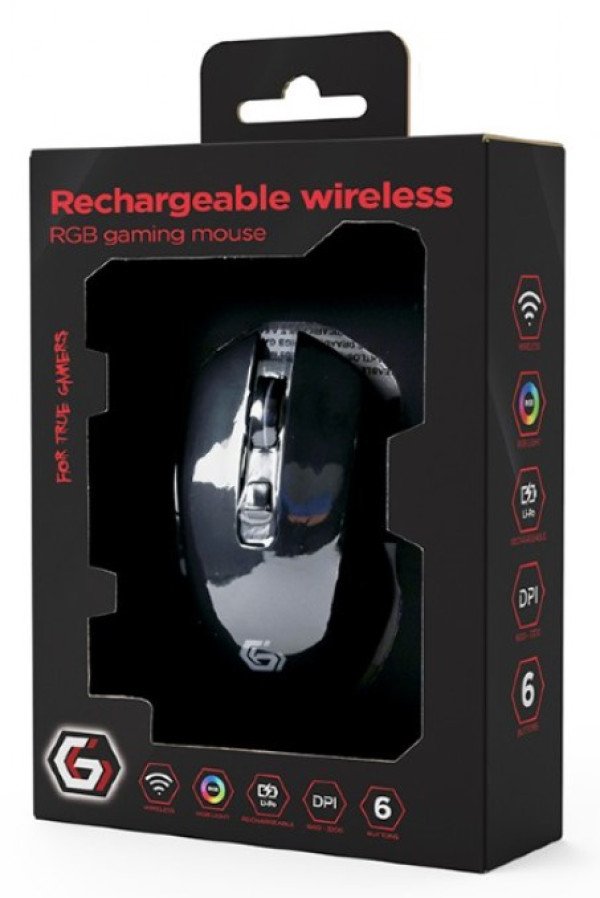 MUSGW-6BL-02 Gembird Punjivi bežièni RGB gaming miš sa 6 tastera Firebolt, 129mm, crni - Slika 3