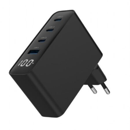 TA-UC-PDQC100LCD-01-BK Gembird 4-port 100W GaN USB fast charger, LCD, black