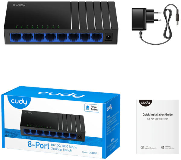 Cudy GS108D 8-Port Gbit desktop Switch, 8x RJ45 10/100/1000 (Alt.PFS3008-8GT-L) - Slika 3