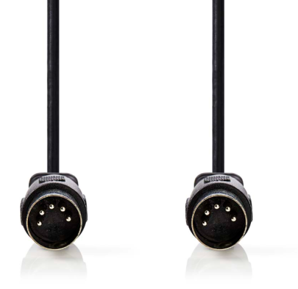 CAGL20000BK30 DIN Audio Kabl, DIN 5-Pin Muski, DIN 5-Pin Muski, Niklovan, 3.00 m, Okrugli, PVC, Crni