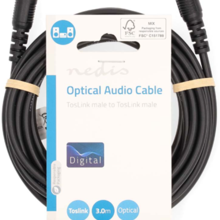 CAGL25000BK30 Optièki audio kabl, TosLink Muski-TosLink Muski, 3.00 m, Okrugli, PVC, Crni