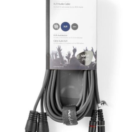 COTH15210GY30 Balanced Audio Cable 2x XLR 3-Pin muski na 2x RCA muski, 3m, PVC, Dark Grey