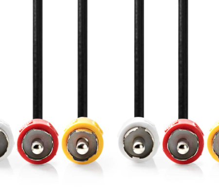 CVGL24300BK15 3xRCA muski na 3xRCA muski, Nickel Plated, 480p, 1.50m PVC, Black