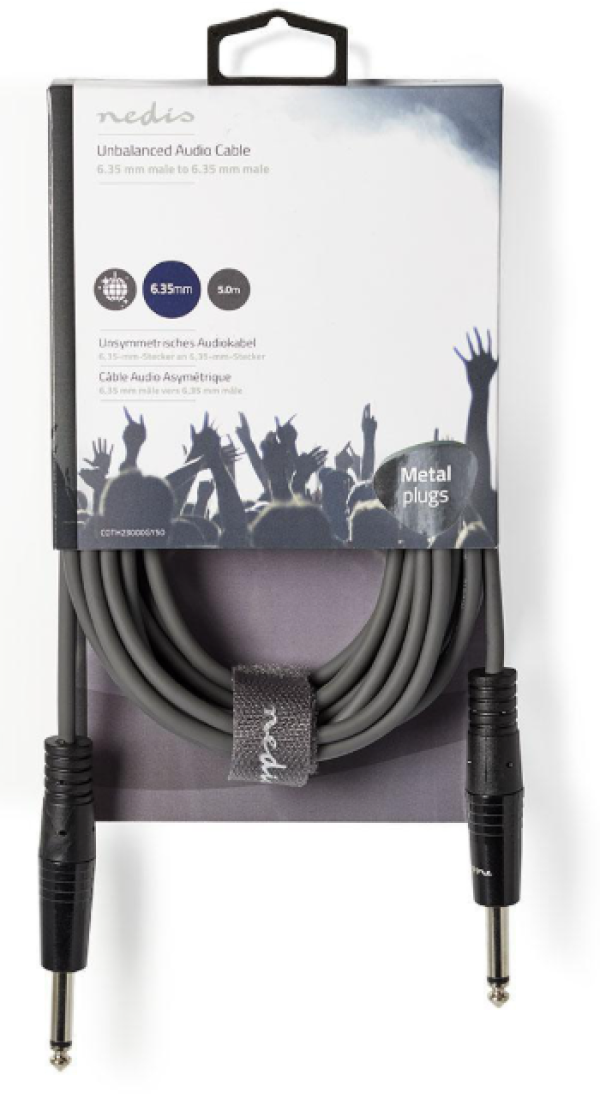 COTH23000GY50 Mono audio kabl, 6.35 mm Muski na 6.35 mm Muski, Nickel Plated, 5.00 m, Okrugli, PVC