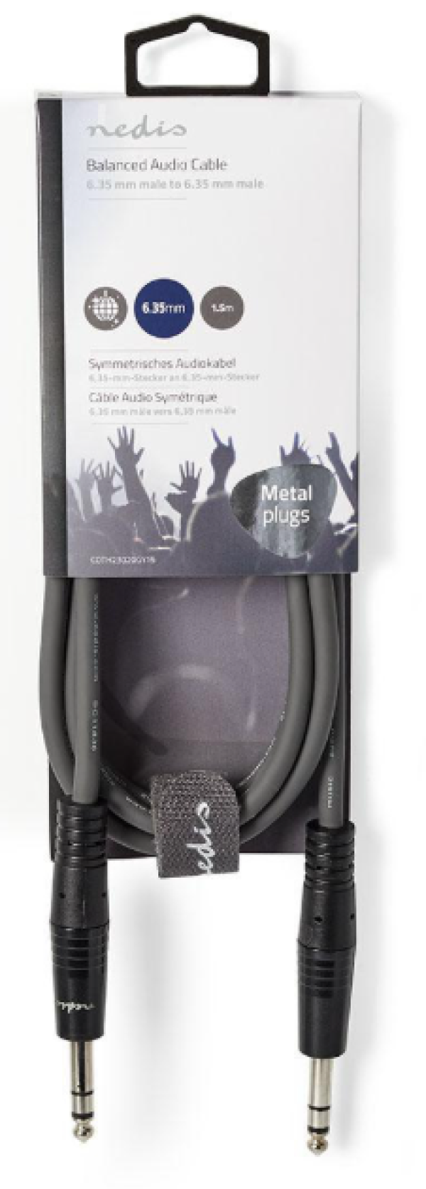 COTH23020GY15 Stereo audio kabl, 6.35 mm Muski na 6.35 mm Muski, Nickel Plated, 1.50 m, Okrugli, PVC - Slika 3
