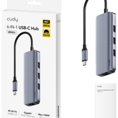 Cudy UH606 6-In-1 USB-C Hub with Gigabit Ethernet Port