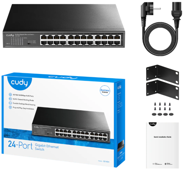 Cudy GS1024 24-Port 10/100/1000M Switch,24 x Gbit RJ45 port, rackmount (alt. PFS3024-24)