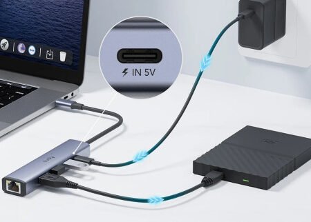 Cudy UH605 TYPE-C  HUB with three USB-A ports and Gigabit network adapter