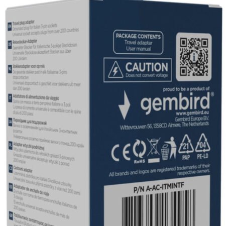Travel adapter A-AC-ITMINTF Gembird IT suko 10A
