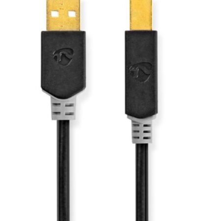 CCBW60100AT20 USB kabl 2.0 USB-A muški na USB-B muški, za stampac 480 Mbps, Pozlaceni, 2m, Okrugli