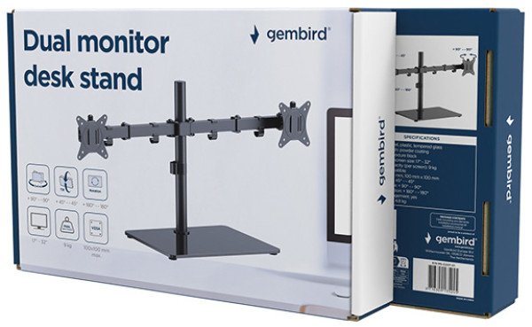 MS-D2ST-01 Gembird Podesivi stoni drzac za dva monitora, tilt, 17-32 max.2x9kg - Slika 3