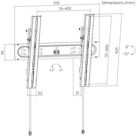 WM-65T-PRO-01 Gembird tilt VESA max 40x40cm 32-65 max.60kg
