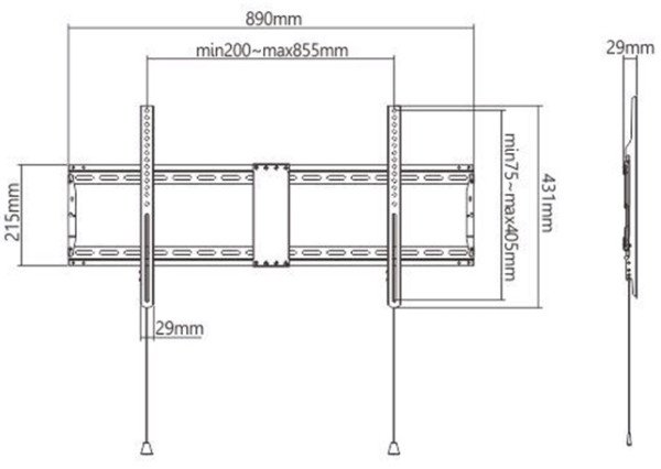 WM-90F-01 Gembird TV nosac fiksni VESA max 80x40cm, 37-86 max.70kg - Slika 3