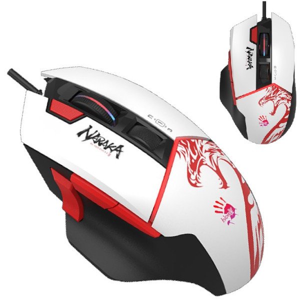 A4-W95 ULTRA NARAKA Bloody RGB Gejmerski mis, 2000Hz/100-20.000 DPI, White USB 135mm - Slika 4