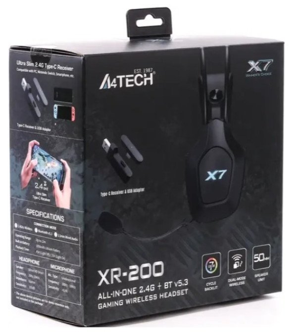 A4-XR-200 A4Tech X7 gejmerske slusalice sa mikrofonom, SURROUND, 50mm/16ohm, USB, LED,Bluetooth+2,4G - Slika 3