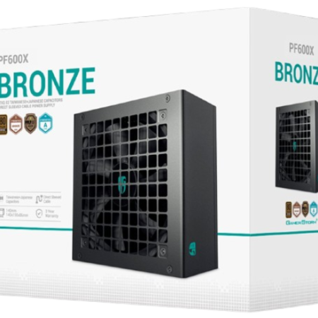 DeepCool PF600X Napajanje 80PLUS 600W 1x 20+4pin, 2x 4pin, 1x PCI-E(6+2)x2, 1x EPS 8pin(4+4), 120mm