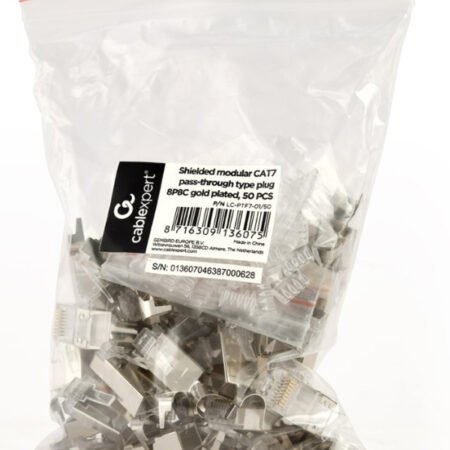 LC-PTF7-01/50 Gembird Zasticeni modularni CAT7 prolazni utikac 15u pozlacen, FTP, SFTP, 50 kom.