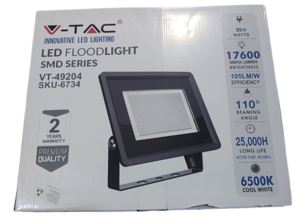 LED REFLEKTOR 200W SMD 6500K 17600Lm, 400x33x333mm, 3KG, VT6734 - Slika 3