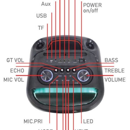 Microlab PT1200W karaoke zvucnik 400W, Bluetooth, LED, 11,1V/7200mAh, TWS, Aux, USB, microSD, + Mic*