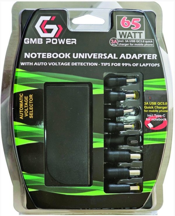 NPA-AC7D **Gembird univerzalni laptop punjac AC 65W sa Tip-C + QC3.0 mob. brzi punjac 3A, auto(1393) - Slika 2