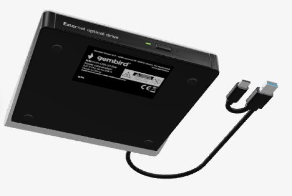 DVD-USB-031-BW Gembird eksterni USB CD/DVD drive Citac-rezac, USB 3.1 + USB-C, black-white - Slika 2