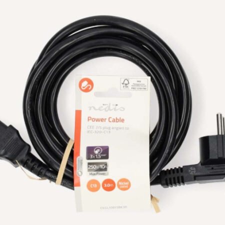 CEGL10015BK30 kabl sa uzemljenjem muški, IEC-320-C13, Ugaoni, 3m, Okrugli, PVC, Crni (PC-186)