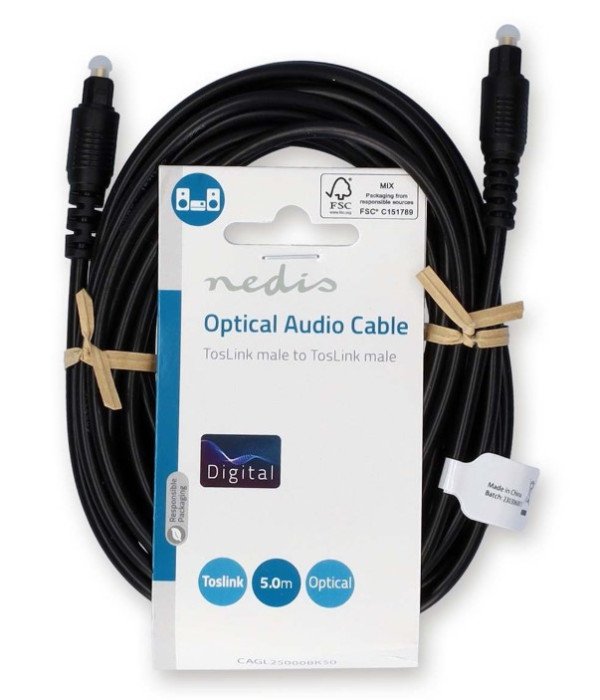 CAGL25000BK50 Opticki kabl TosLink muski - TosLink muski, 5m, Okrugli, PVC, Crni