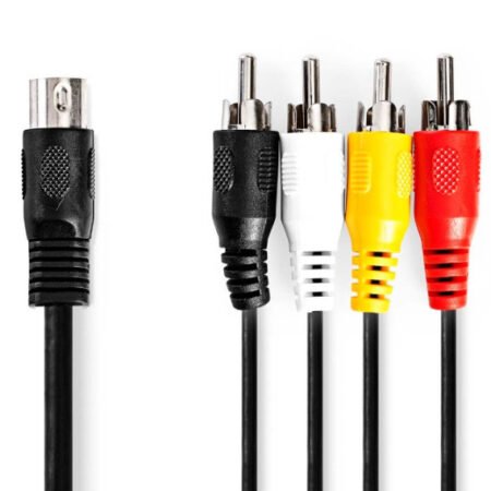 CAGL20400BK10 DIN 5-Pin muski na 4x RCA Muski, 1m, Black