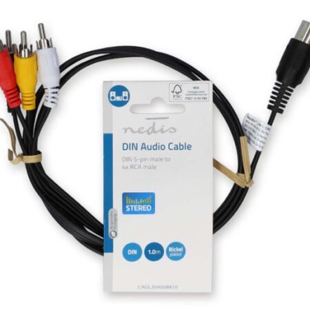 CAGL20400BK10 DIN 5-Pin muski na 4x RCA Muski, 1m, Black