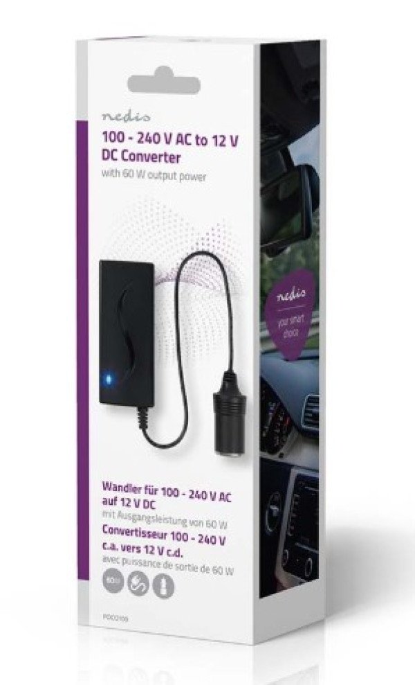 POCO100 DC konverter sa 230V AC 50 Hz na 12V DC Cigar uticnica, 60W, Utikaè sa uzemljenjem, Crna - Slika 3