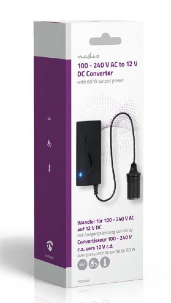 POCO100 DC konverter sa 230V AC 50 Hz na 12V DC Cigar uticnica, 60W, Utikaè sa uzemljenjem, Crna - Slika 2