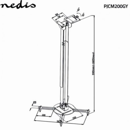 PJCM200GY univerzalni plafonski nosac za projektor rotirajuci + tilt 90°, 550-1000mm