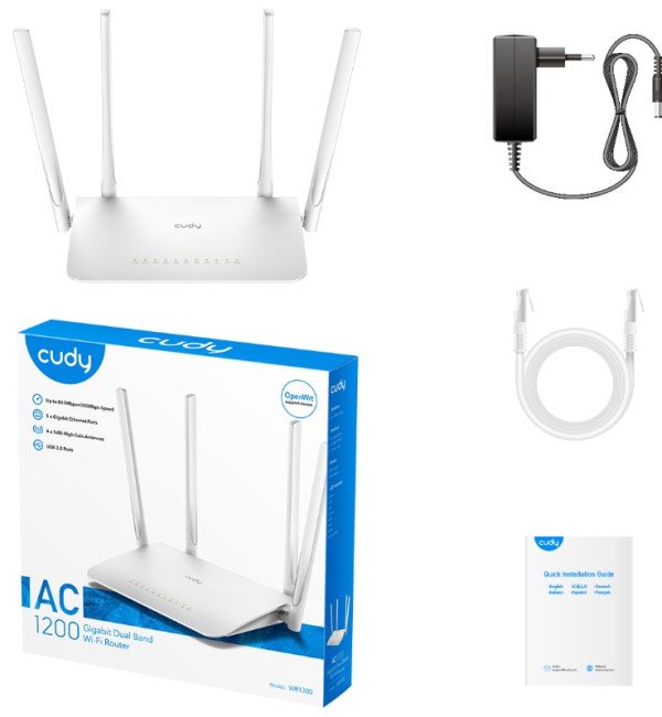 Cudy WR1300 AC1200 Dual Band 2.4+5Ghz MESH Wi-Fi Ruter 1W/4LAN Gbit,4x5dBi Wisp/AP/REP/TR - Slika 2
