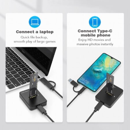 DD-U3M2 Gembird Desktop USB Type-C M.2 SATA & NVME SSD drive docking station, black