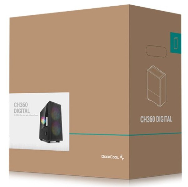 DeepCool CH360 DIGITAL mATX Kuciste,Dual Status Display, 2xLED 140mm +1x120mm, Staklena strana,USB-C - Slika 2